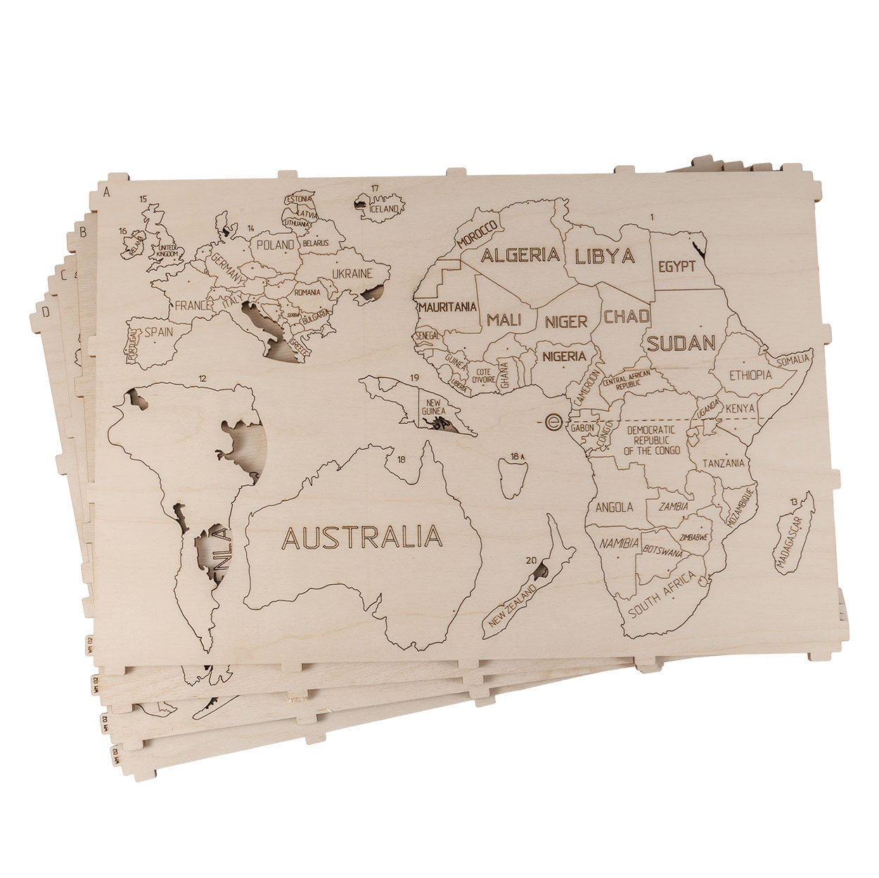Stor världskarta i trä - Bild 2